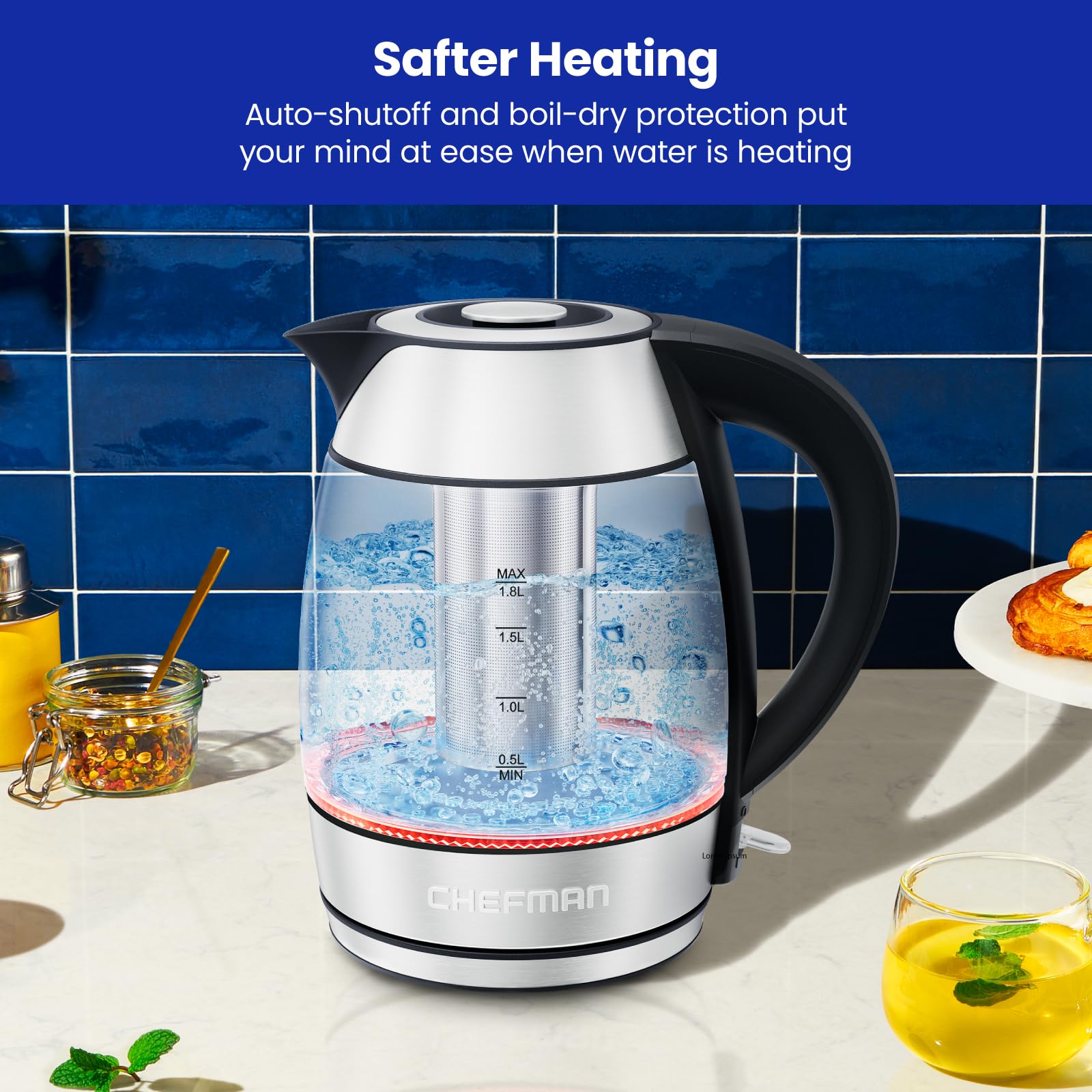 Chefman Electric Kettle, 1.8L 1500W