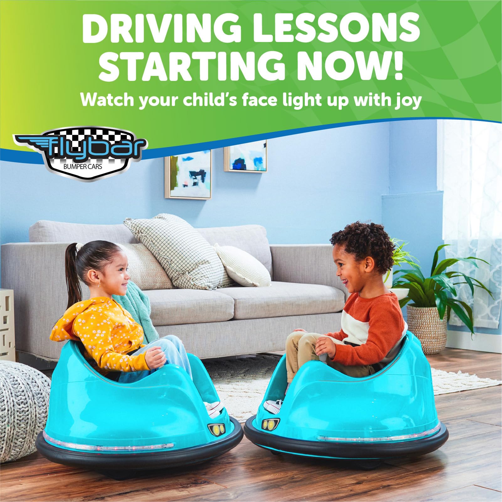 Flybar FunPark 6V Bumper Car – 360° Electric Ride-On Toy with LED Lights