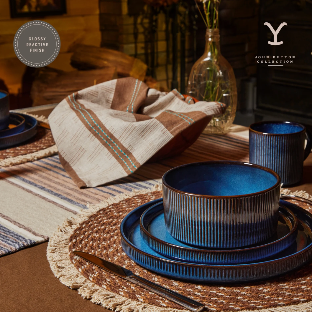 Yellowstone 12-Piece Ceramic Dinnerware Set, John Collection