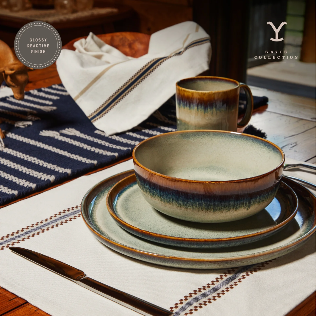 12-Pcs Yellowstone Ceramic Oval Platter, Kayce Collection