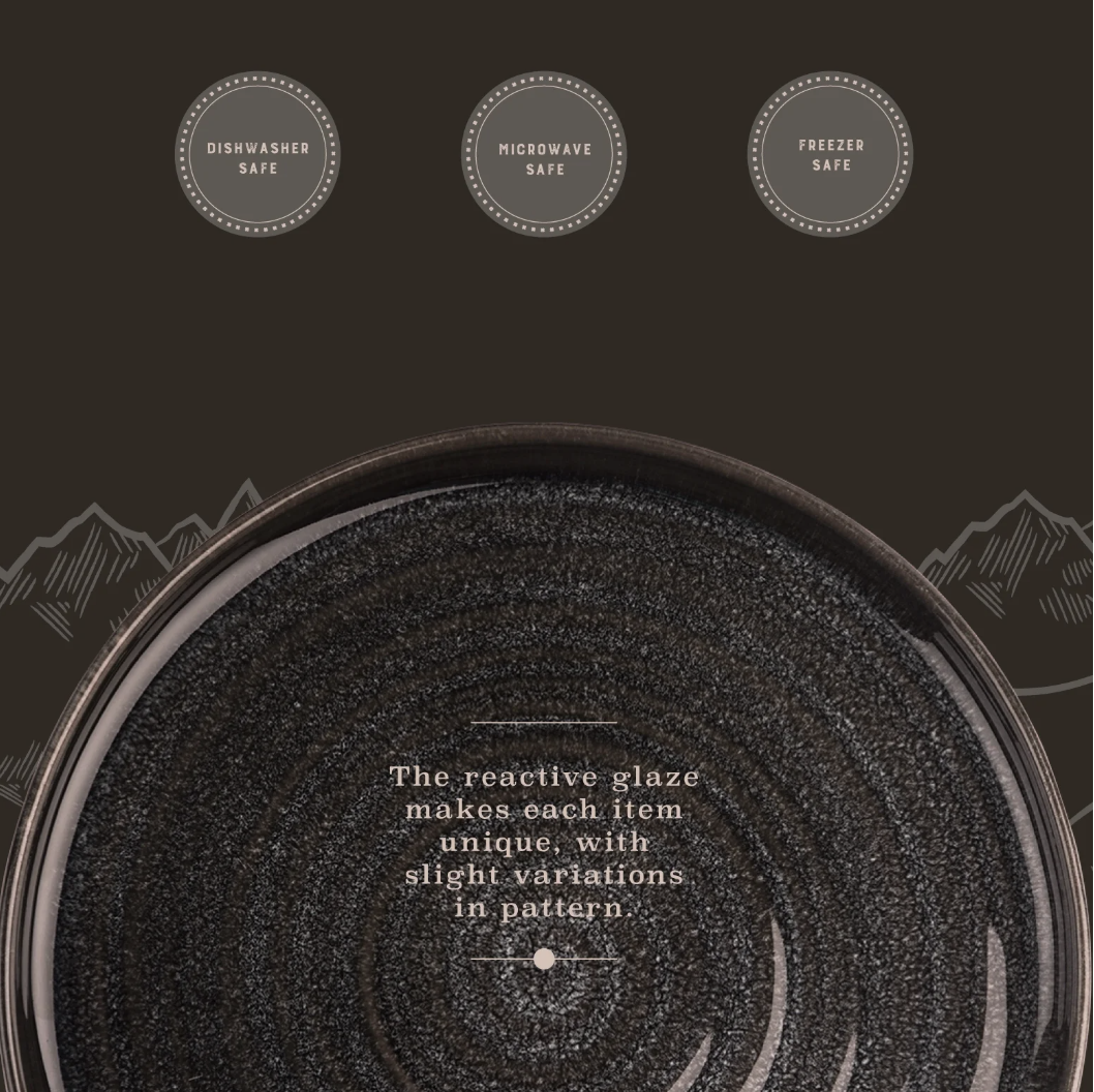 Yellowstone 12-Piece Ceramic Dinnerware Set, Rip Collection