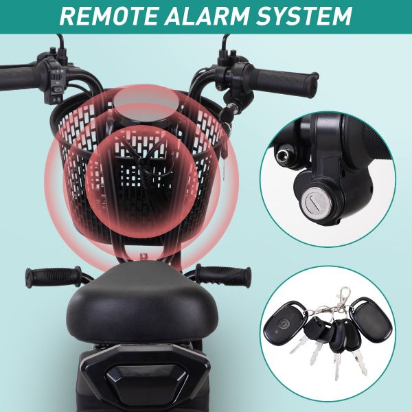 48V Foldable Electric Tricycle for Adults, Electric Trike with 3 Seats, 3 Baskets, Remote Alarm System, LED Display, Black
