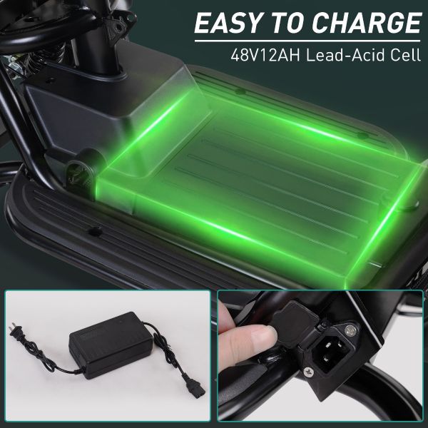 48V Foldable Electric Tricycle for Adults, Electric Trike with 3 Seats, 3 Baskets, Remote Alarm System, LED Display, Black