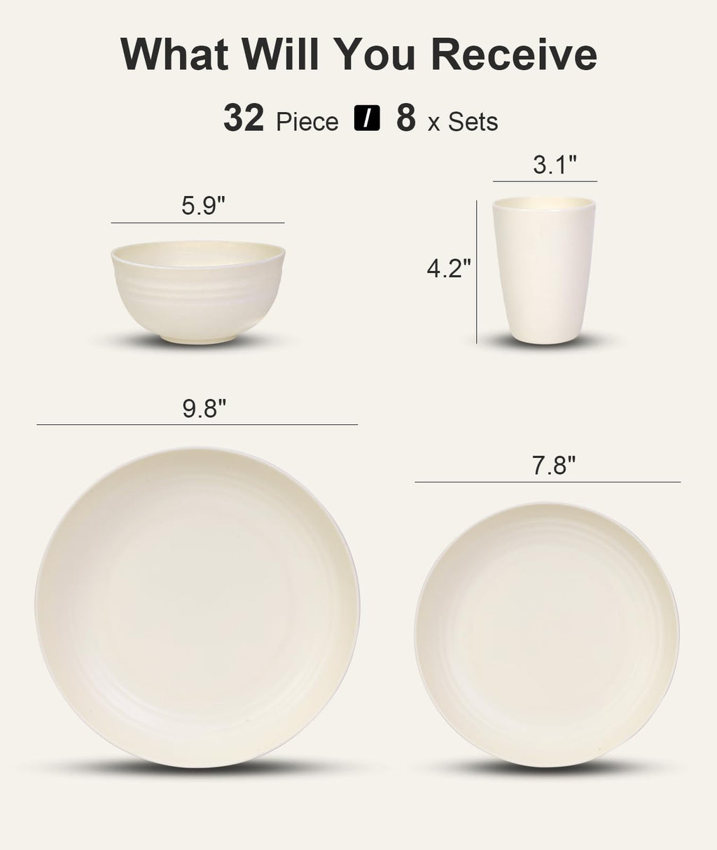 Quatish 24 Piece Plates and Bowls Sets of 6