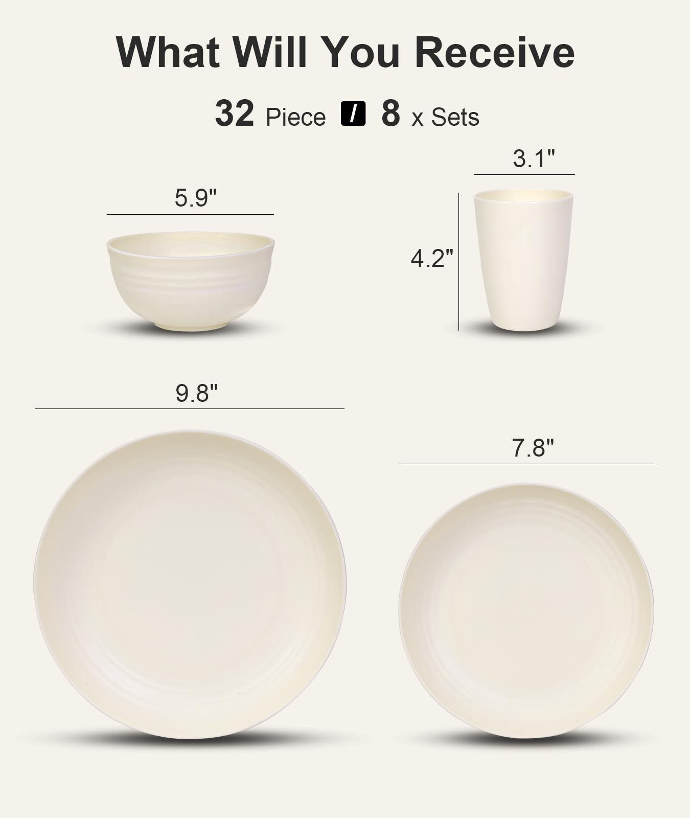 Quatish 24 Piece Plates and Bowls Sets of 6