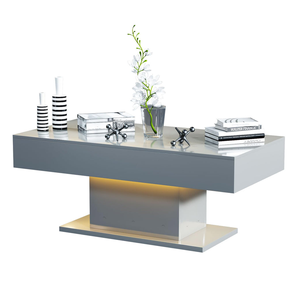 Wooden Coffee Table with 16 Colors LED Lights for Dining Room