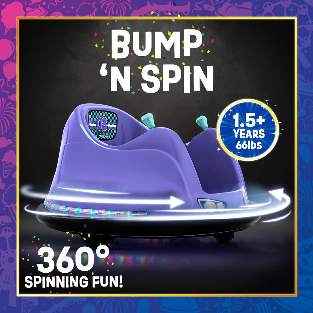 Flybar FunPark 6V Bumper Car – 360° Electric Ride-On Toy with LED Lights