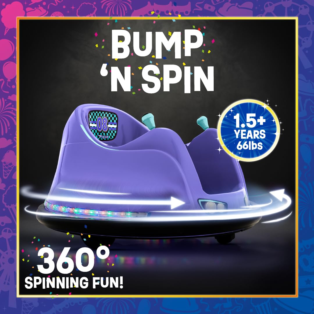 Flybar FunPark 6V Bumper Car – 360° Electric Ride-On Toy with LED Lights