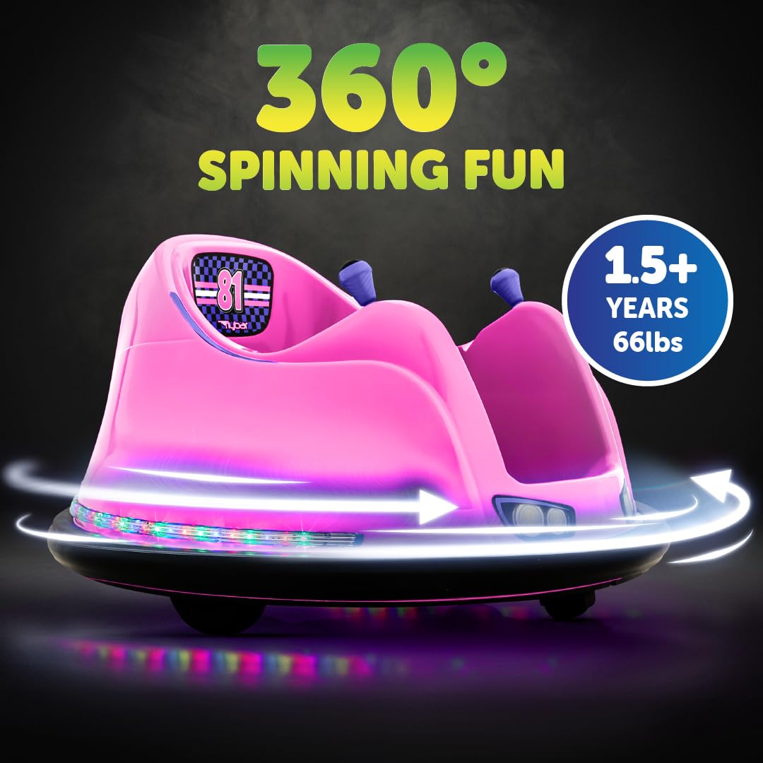 Flybar FunPark 6V Bumper Car – 360° Electric Ride-On Toy with LED Lights