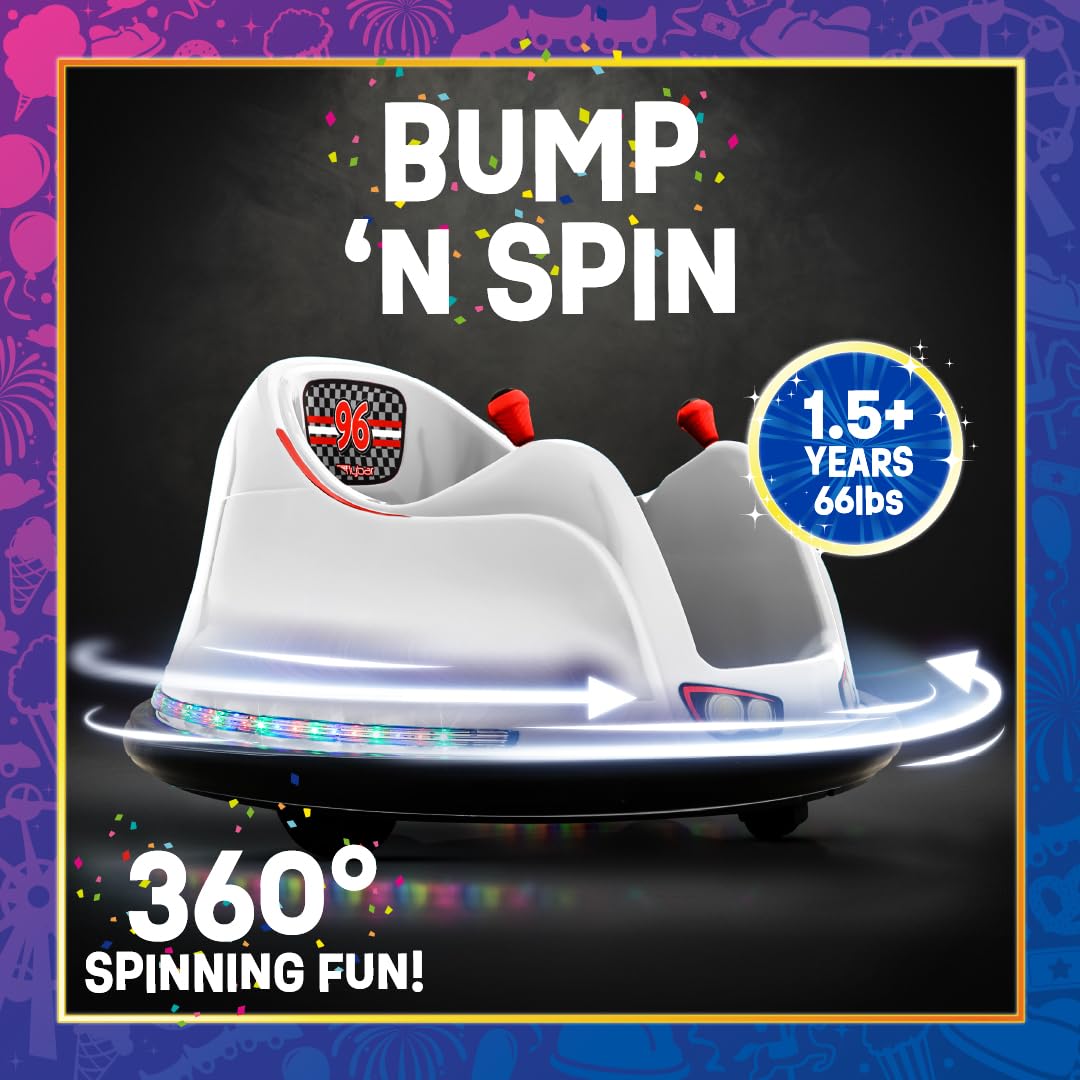 Flybar FunPark 6V Bumper Car – 360° Electric Ride-On Toy with LED Lights