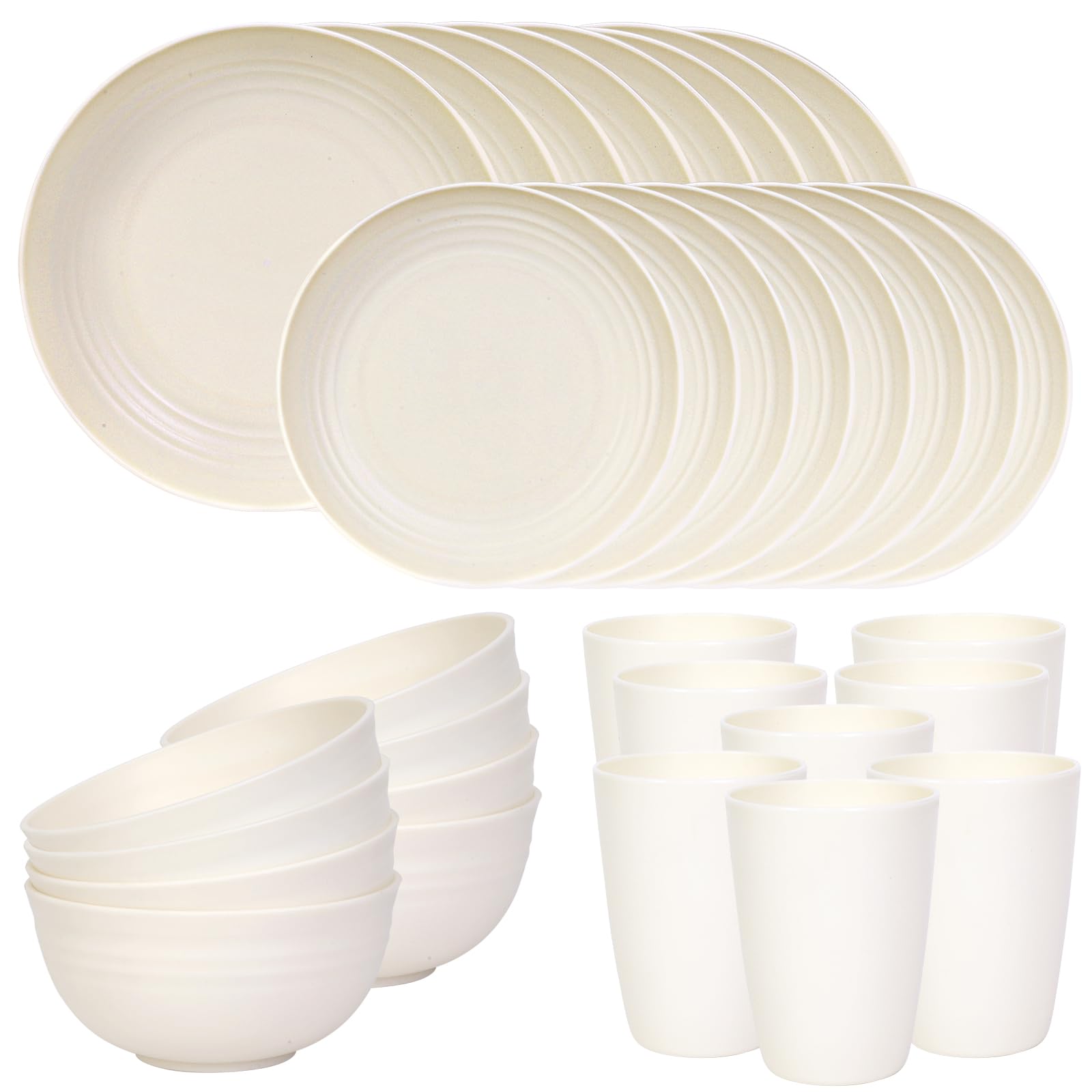 Quatish 24 Piece Plates and Bowls Sets of 6