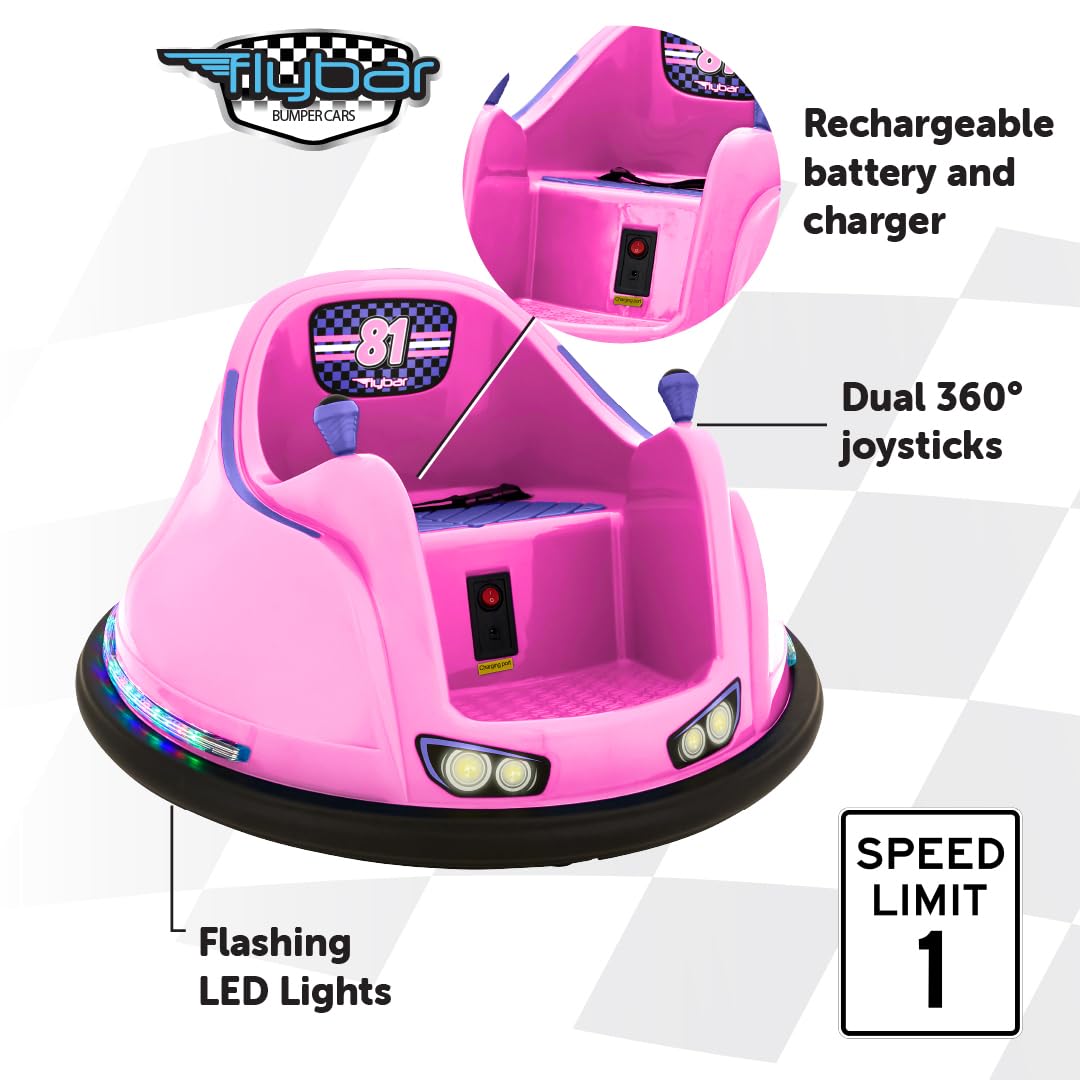 Flybar FunPark 6V Bumper Car – 360° Electric Ride-On Toy with LED Lights