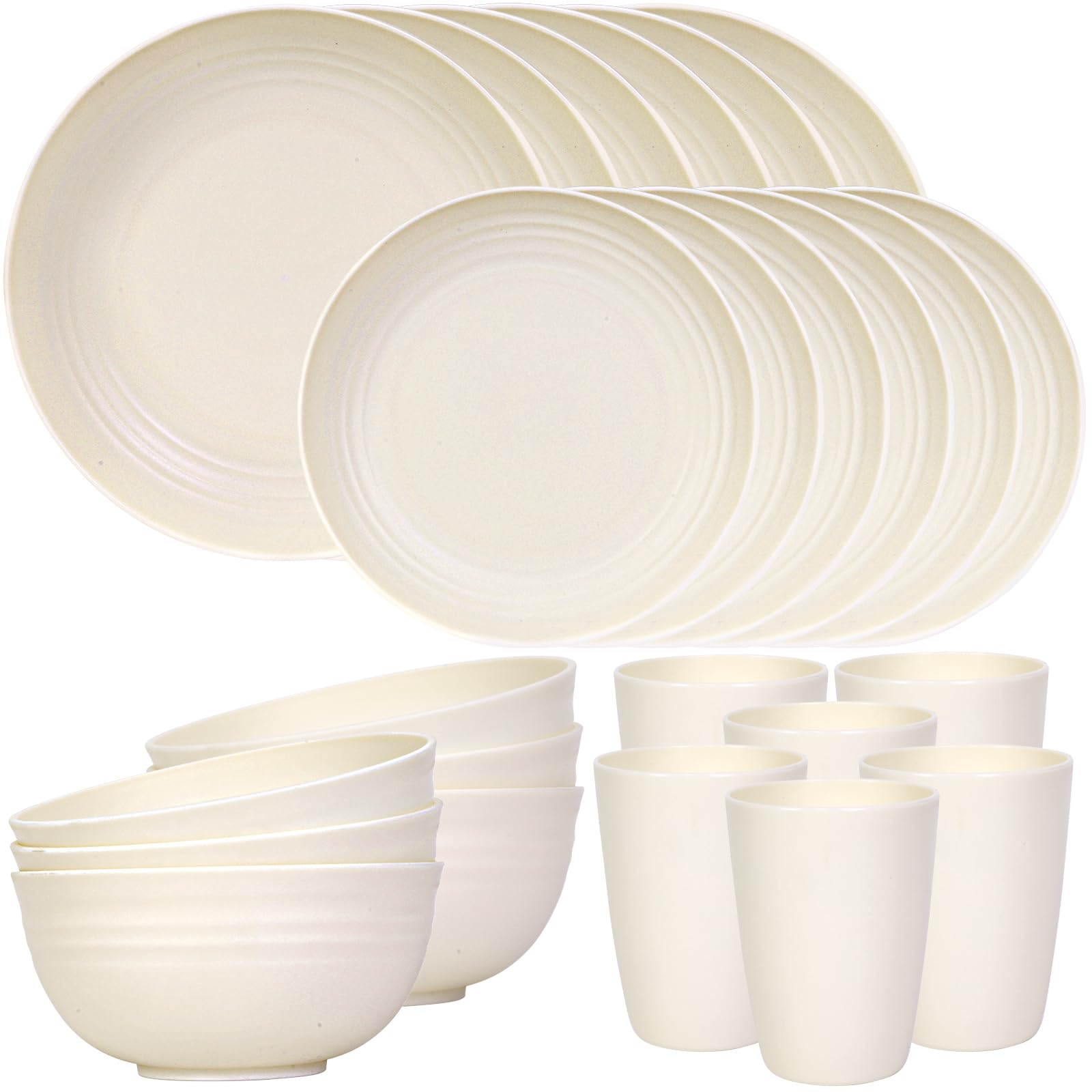Quatish 24 Piece Plates and Bowls Sets of 6