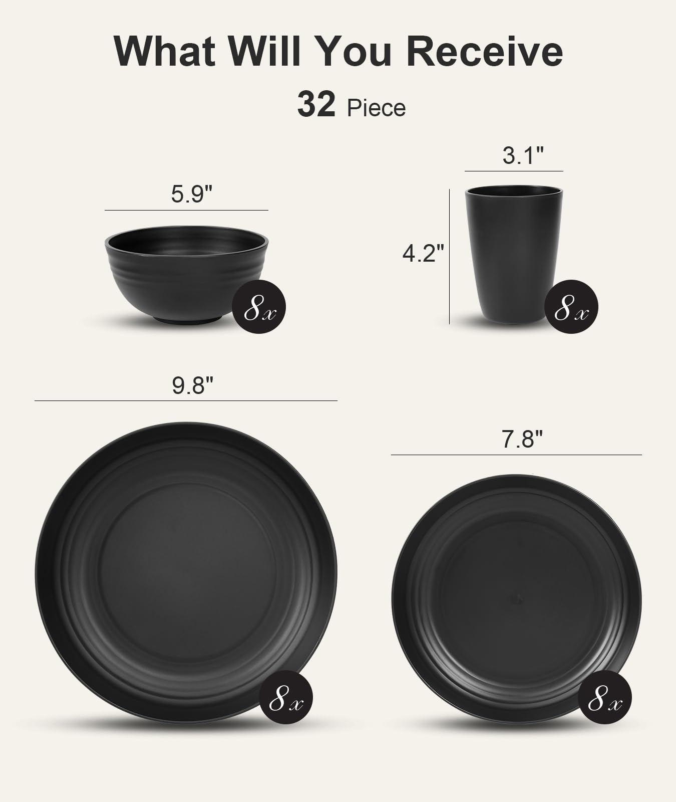 Quatish 24 Piece Plates and Bowls Sets of 6