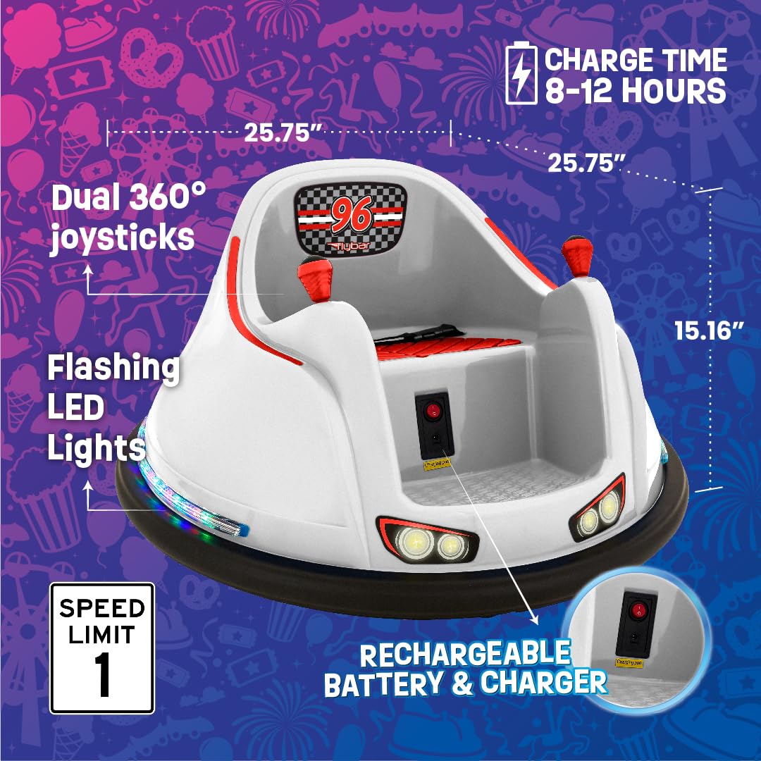 Flybar FunPark 6V Bumper Car – 360° Electric Ride-On Toy with LED Lights