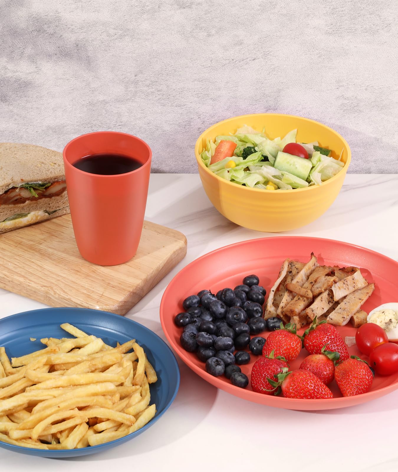 Quatish 24 Piece Plates and Bowls Sets of 6