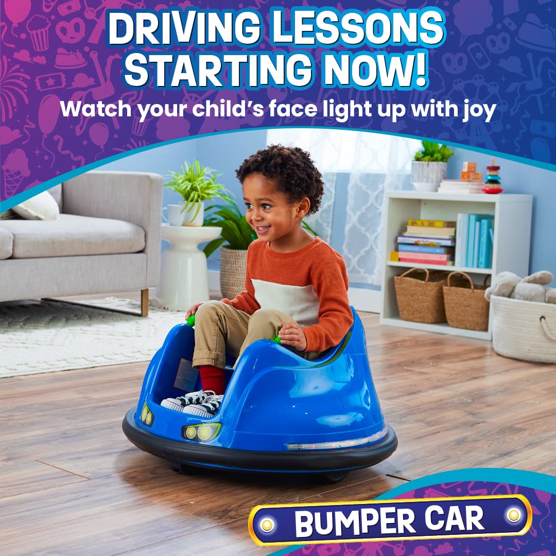 Flybar FunPark 6V Bumper Car – 360° Electric Ride-On Toy with LED Lights