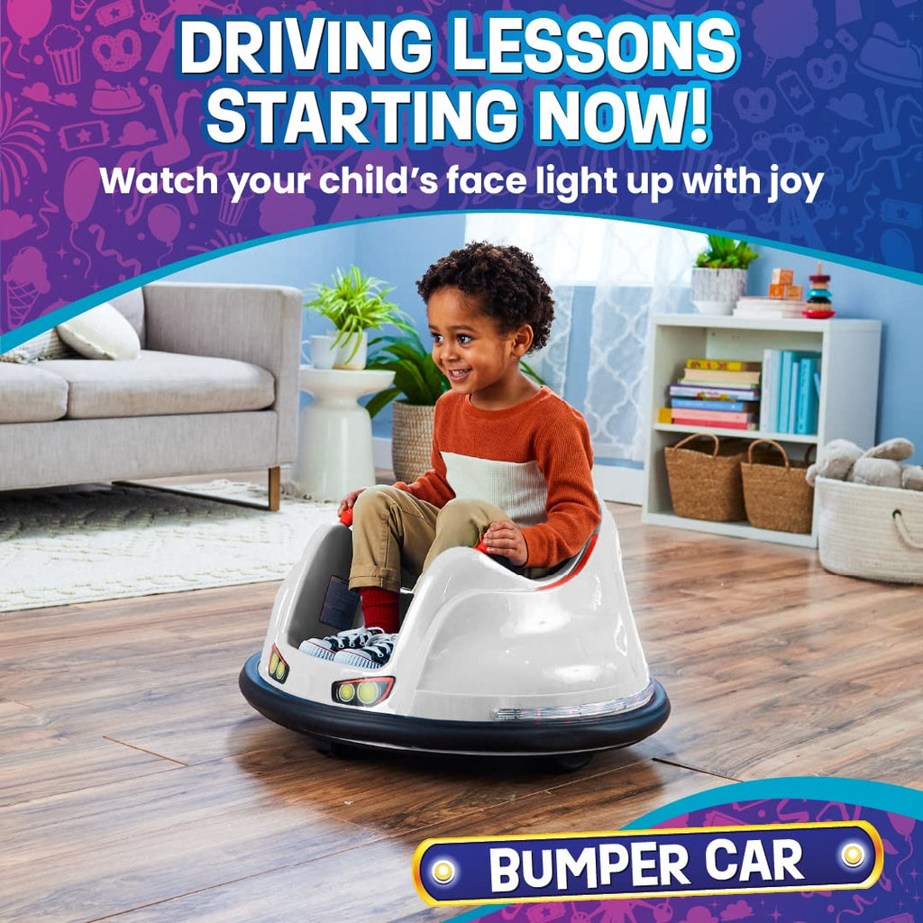 Flybar FunPark 6V Bumper Car – 360° Electric Ride-On Toy with LED Lights
