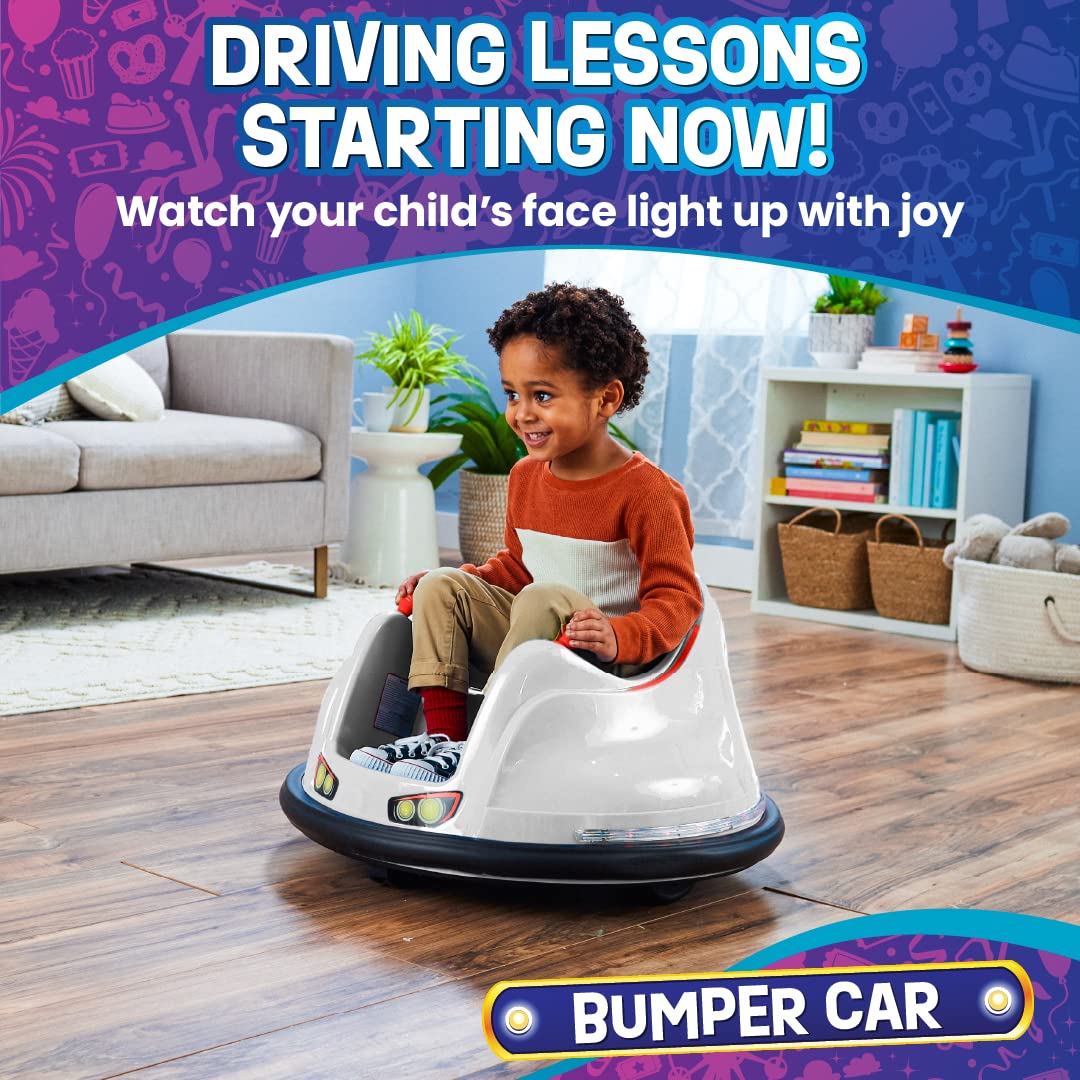 Flybar FunPark 6V Bumper Car – 360° Electric Ride-On Toy with LED Lights