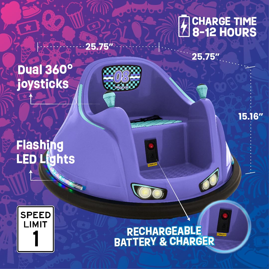 Flybar FunPark 6V Bumper Car – 360° Electric Ride-On Toy with LED Lights