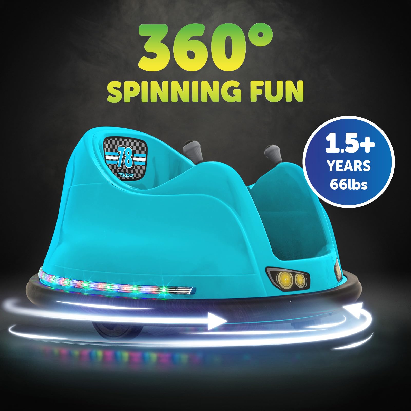 Flybar FunPark 6V Bumper Car – 360° Electric Ride-On Toy with LED Lights