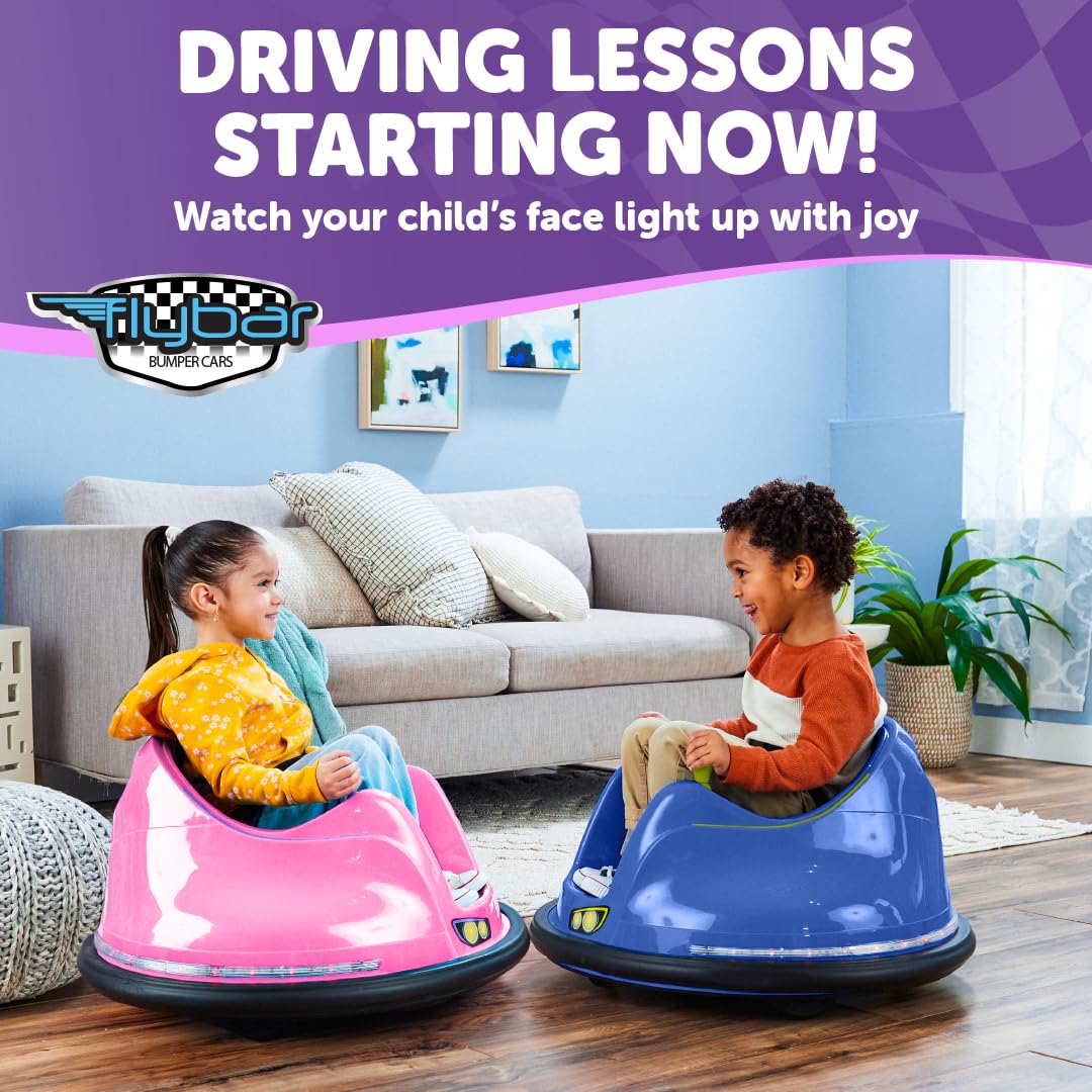 Flybar FunPark 6V Bumper Car – 360° Electric Ride-On Toy with LED Lights