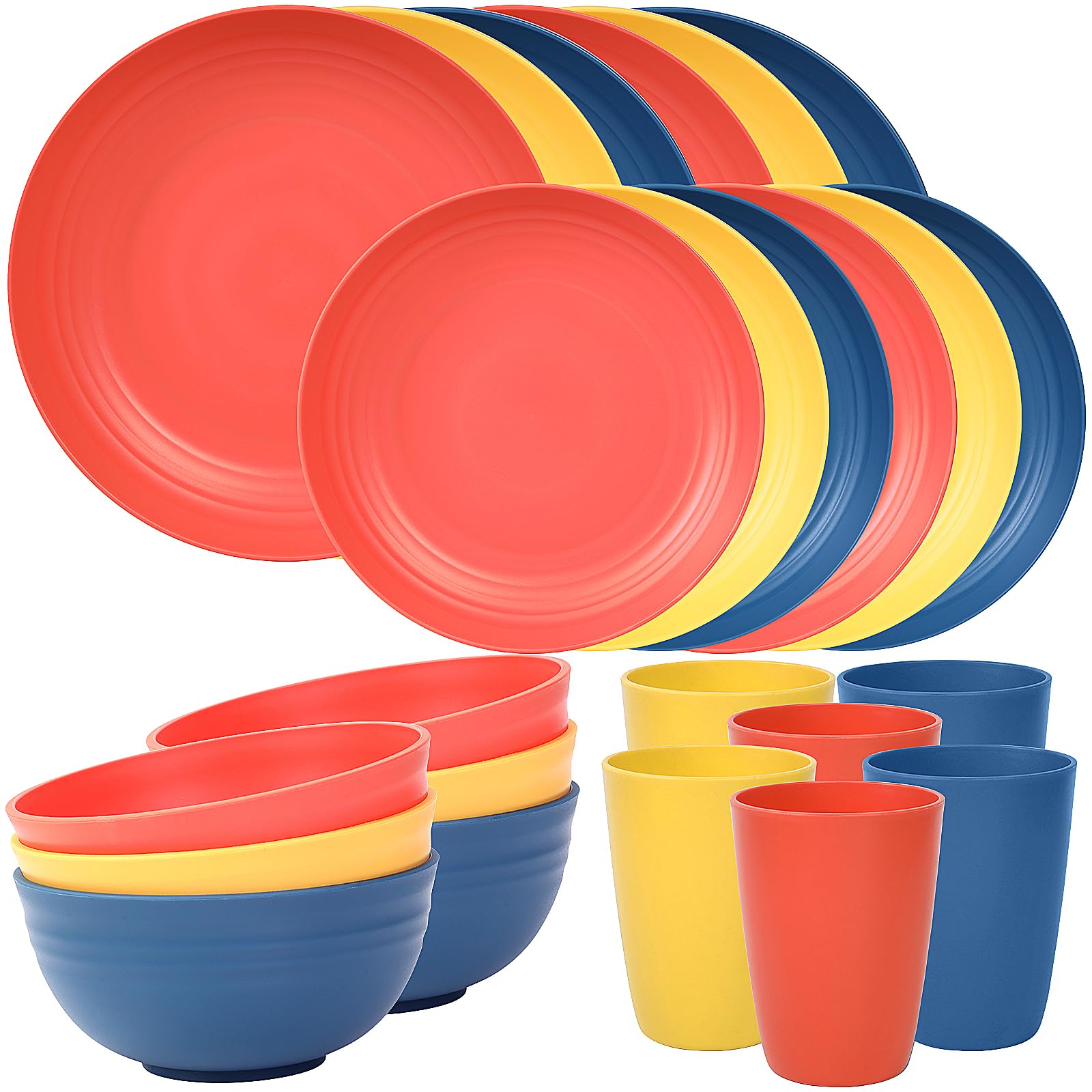 Quatish 24 Piece Plates and Bowls Sets of 6