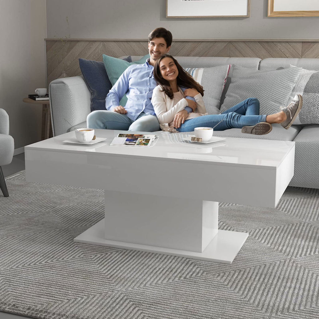 Wooden Coffee Table with 16 Colors LED Lights for Dining Room