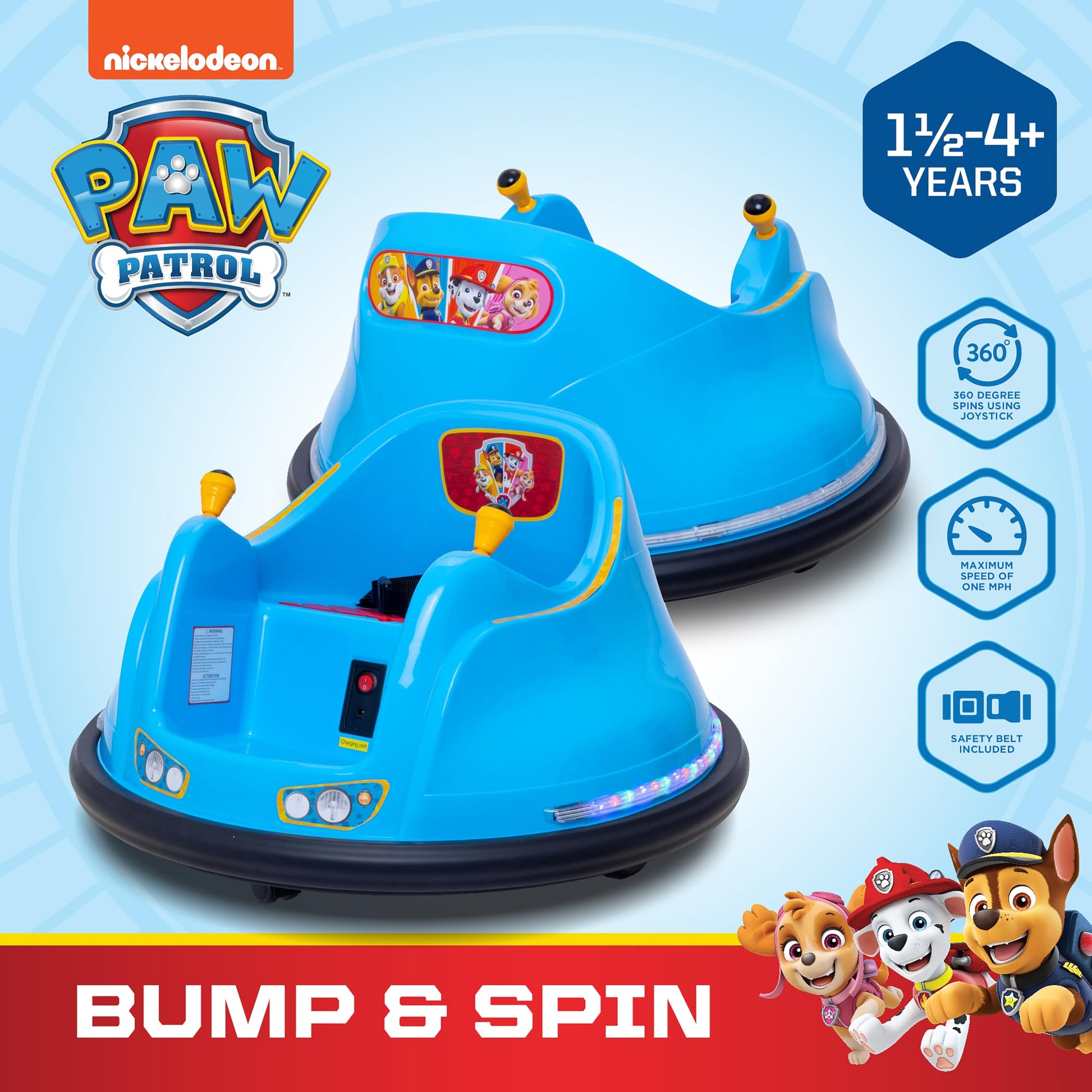 Flybar FunPark 6V Bumper Car – 360° Electric Ride-On Toy with LED Lights