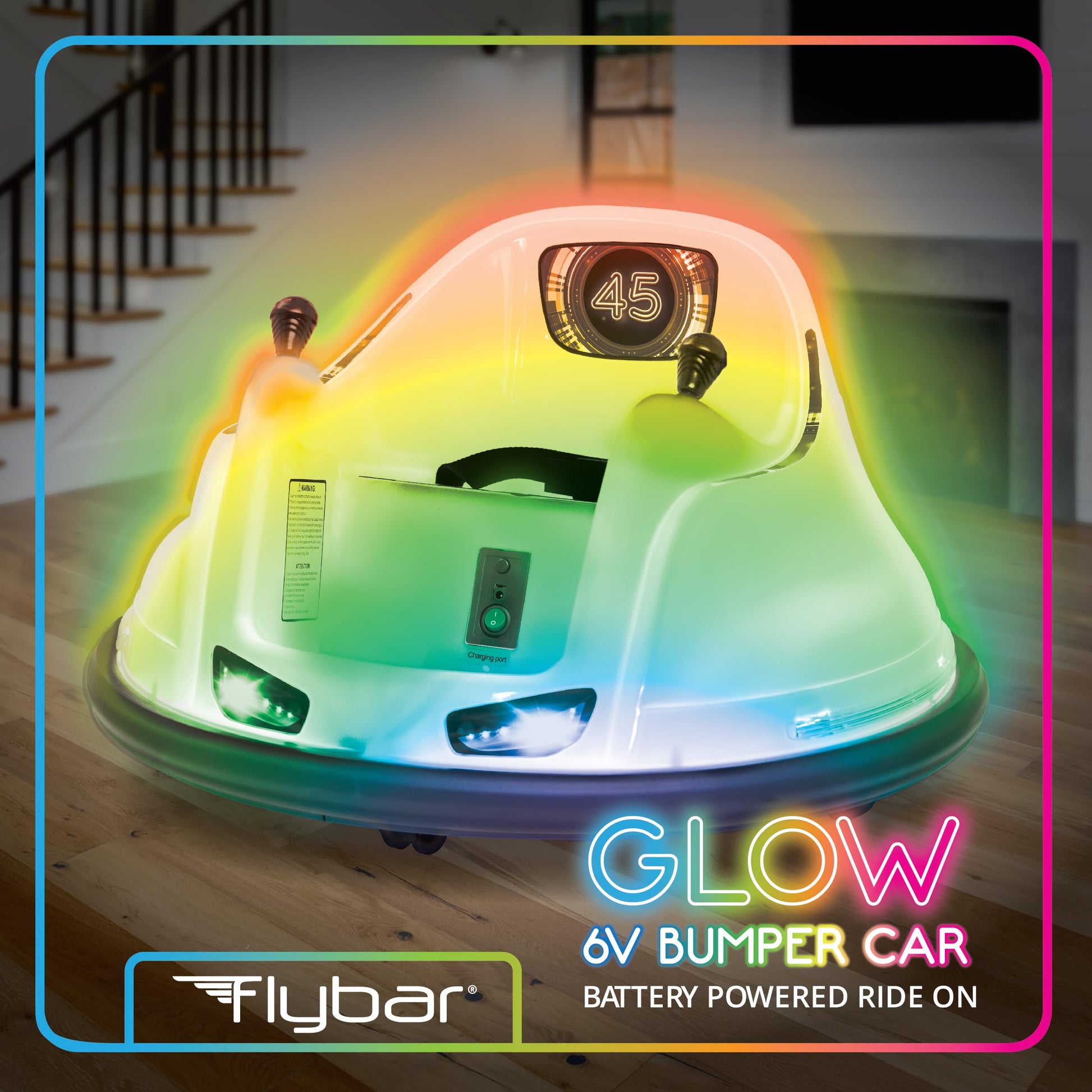 Flybar FunPark 6V Bumper Car – 360° Electric Ride-On Toy with LED Lights