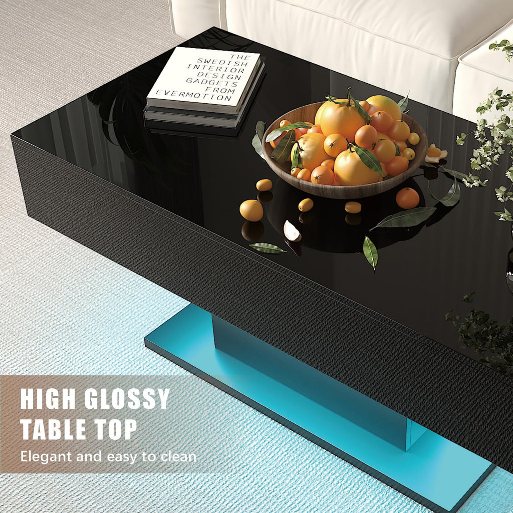 Wooden Coffee Table with 16 Colors LED Lights for Dining Room