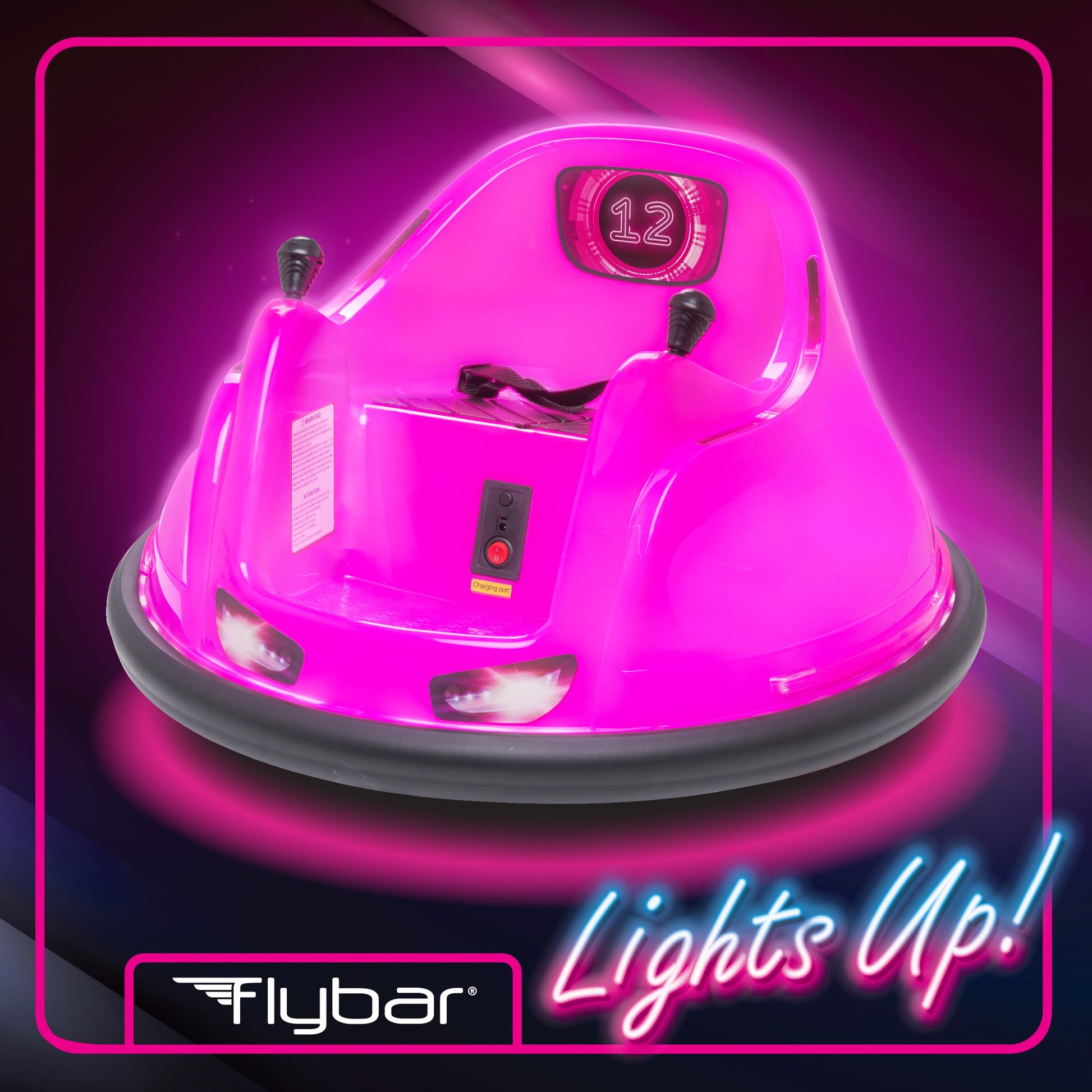 Flybar FunPark 6V Bumper Car – 360° Electric Ride-On Toy with LED Lights