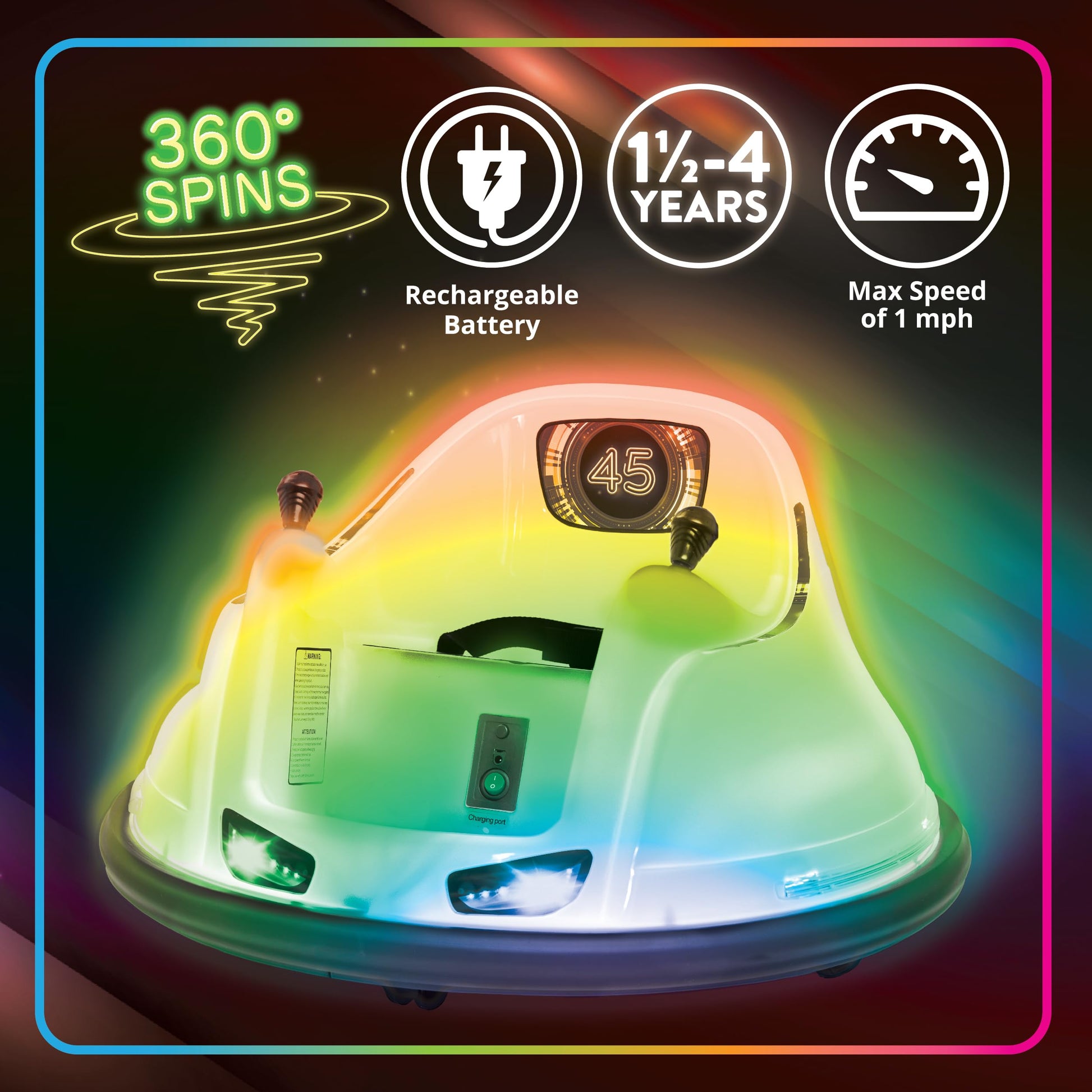 Flybar FunPark 6V Bumper Car – 360° Electric Ride-On Toy with LED Lights