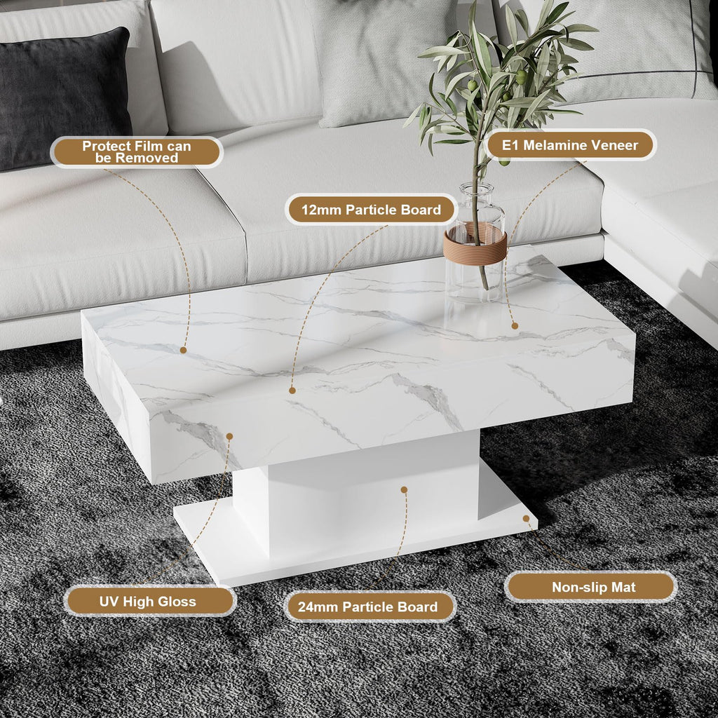 Wooden Coffee Table with 16 Colors LED Lights for Dining Room