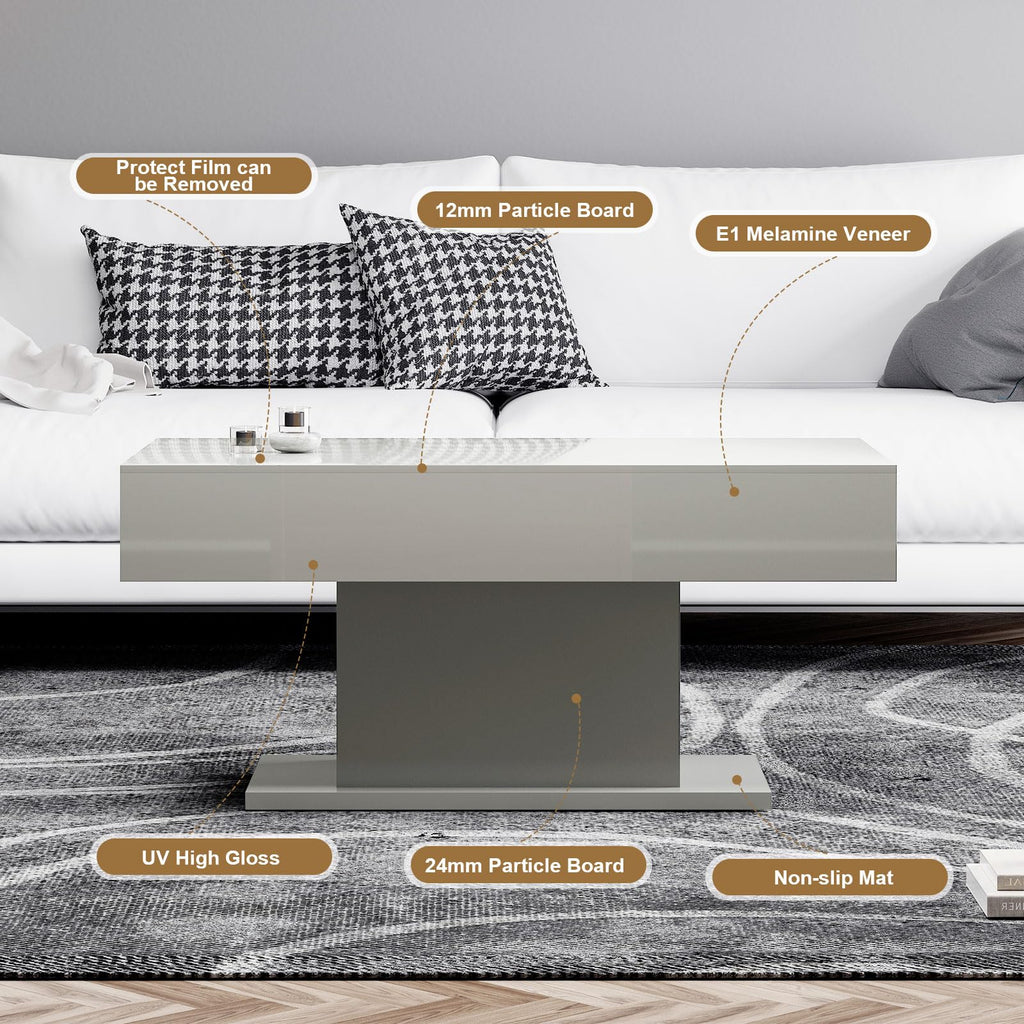 Wooden Coffee Table with 16 Colors LED Lights for Dining Room