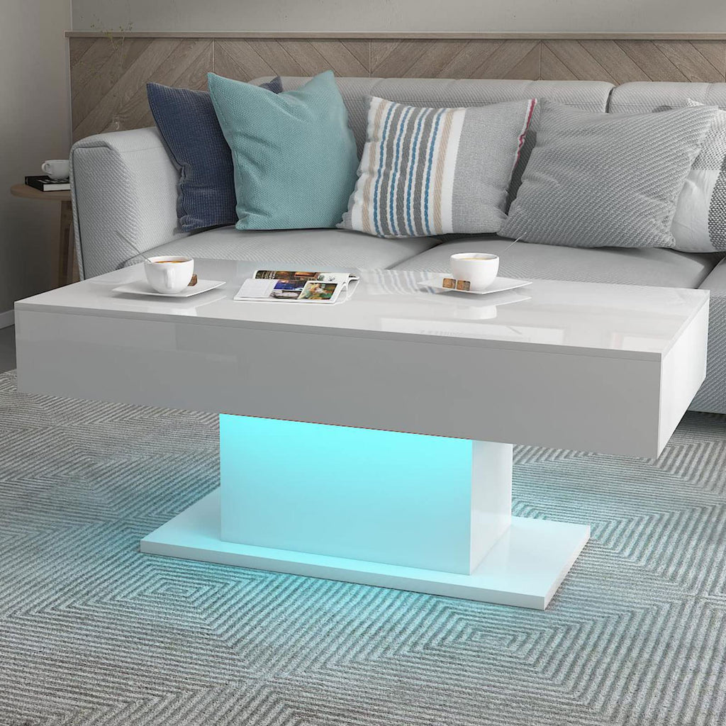 Wooden Coffee Table with 16 Colors LED Lights for Dining Room