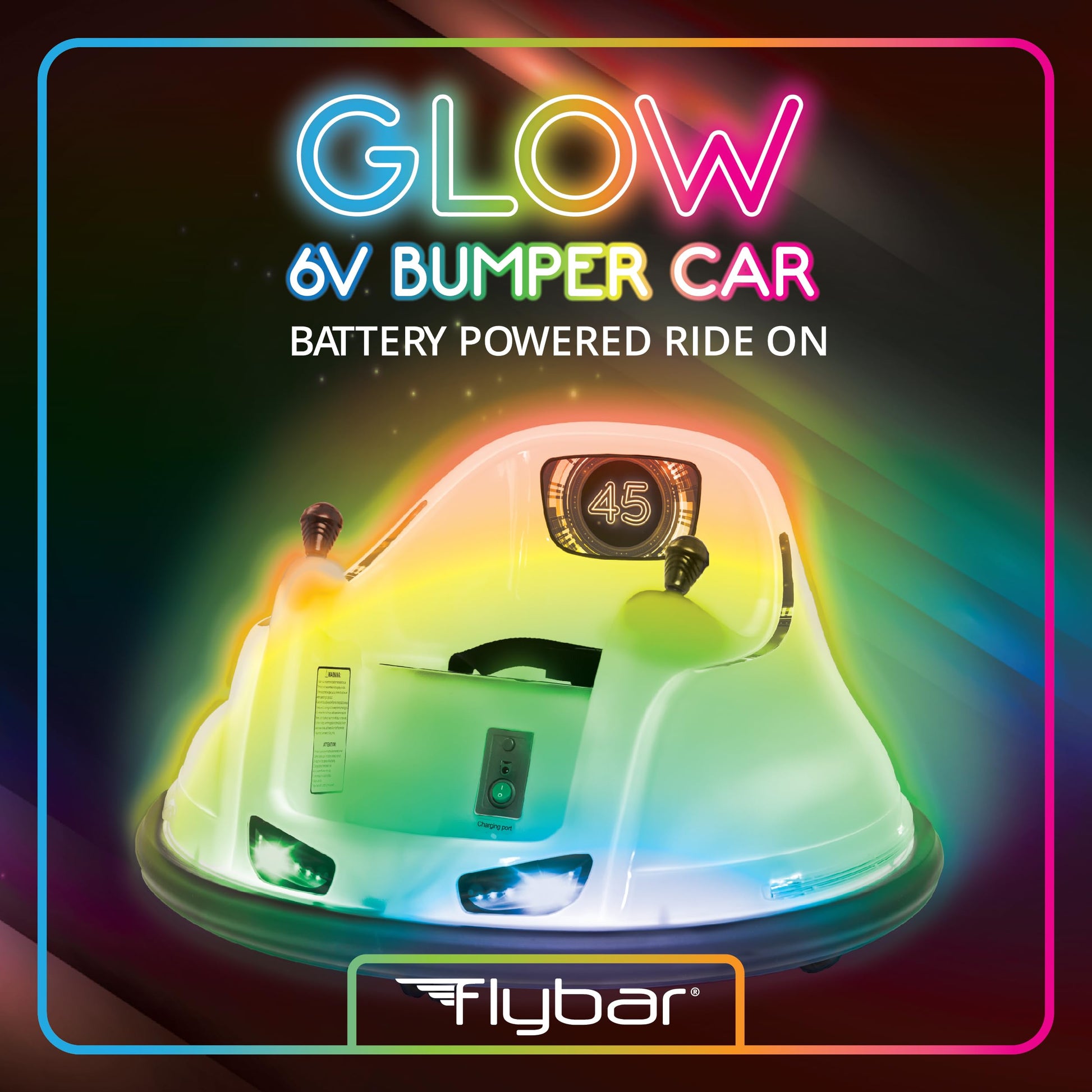 Flybar FunPark 6V Bumper Car – 360° Electric Ride-On Toy with LED Lights