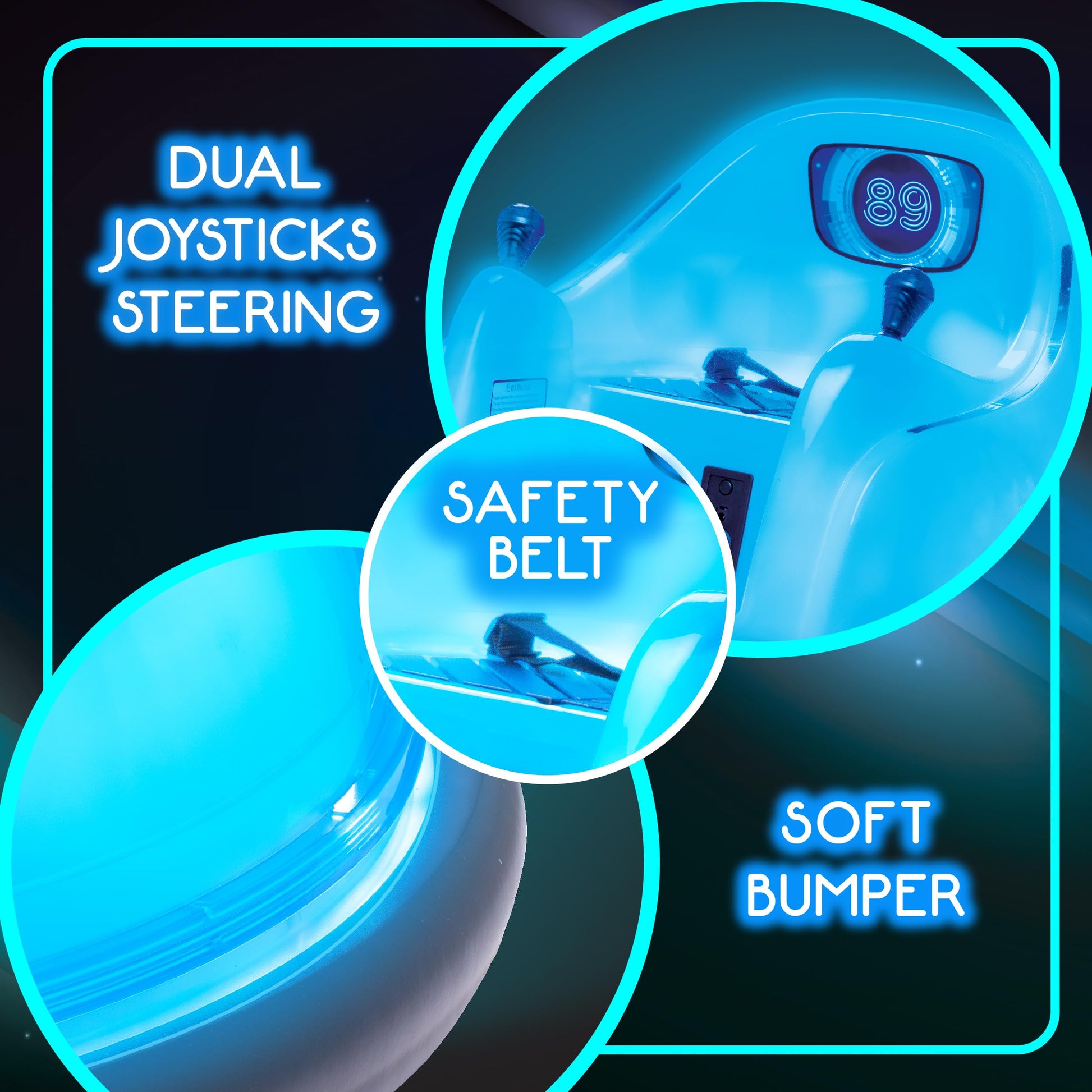 Flybar FunPark 6V Bumper Car – 360° Electric Ride-On Toy with LED Lights