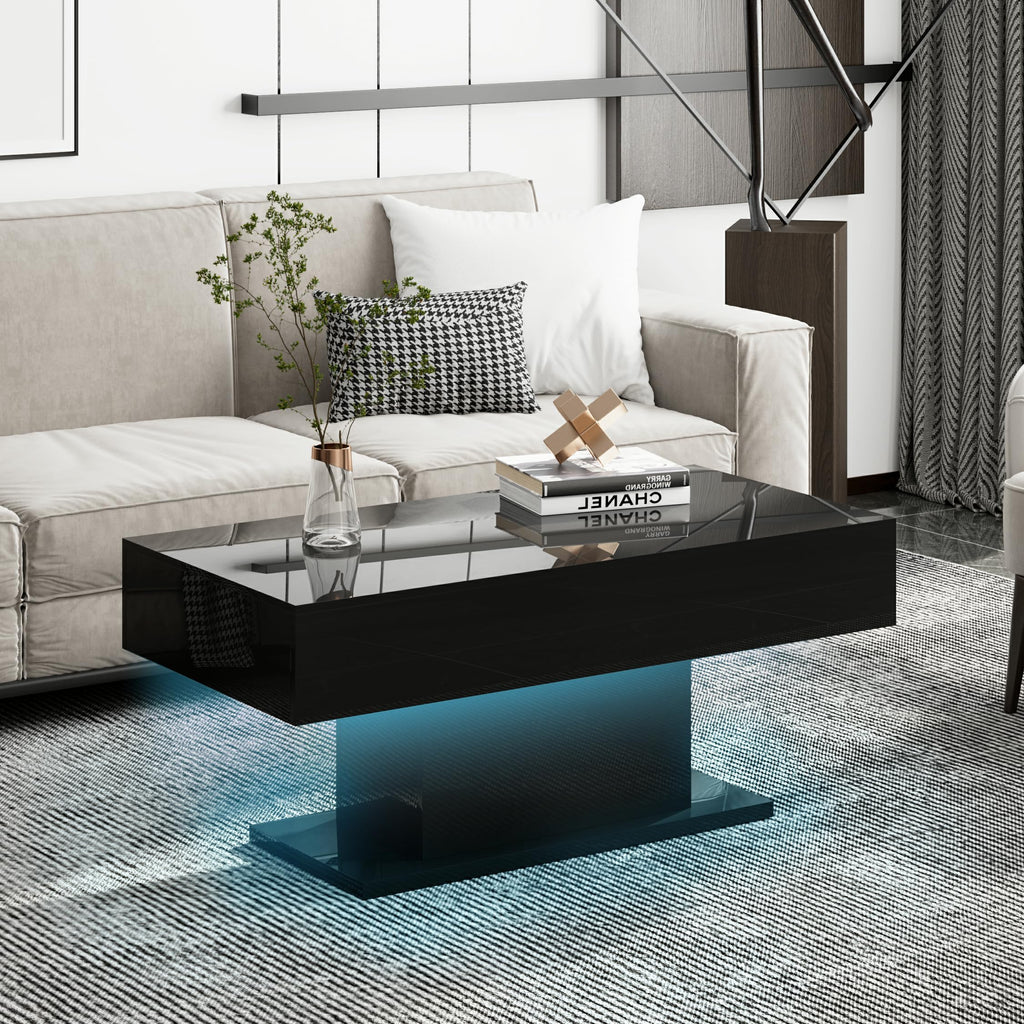 Wooden Coffee Table with 16 Colors LED Lights for Dining Room