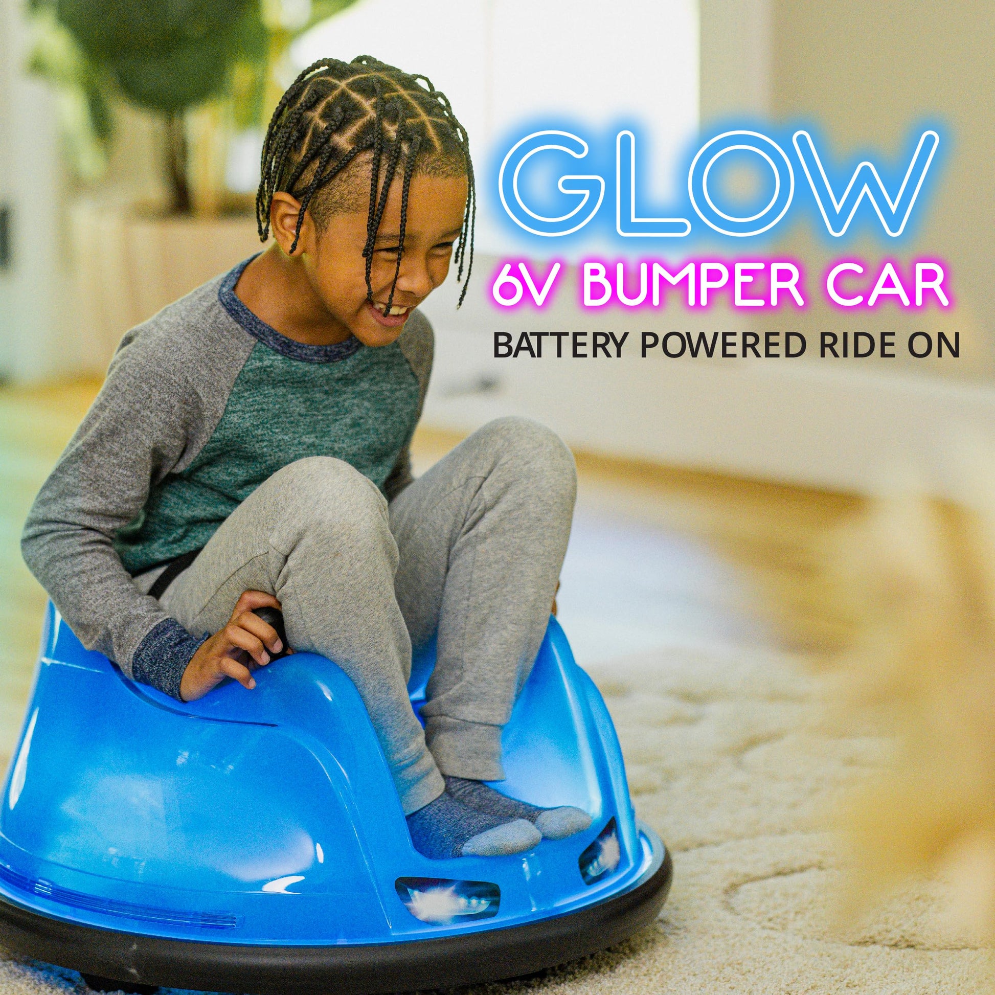 Flybar FunPark 6V Bumper Car – 360° Electric Ride-On Toy with LED Lights