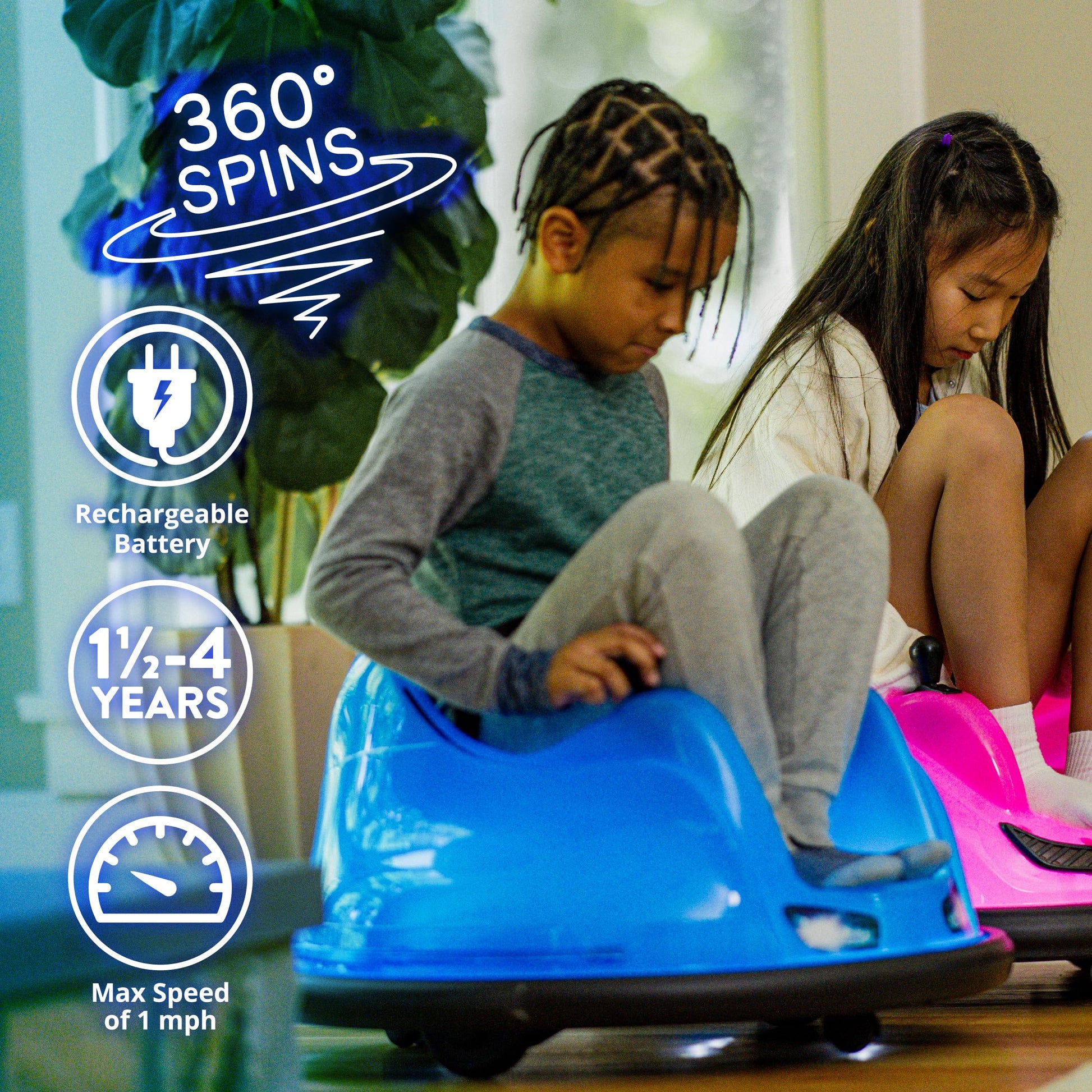 Flybar FunPark 6V Bumper Car – 360° Electric Ride-On Toy with LED Lights