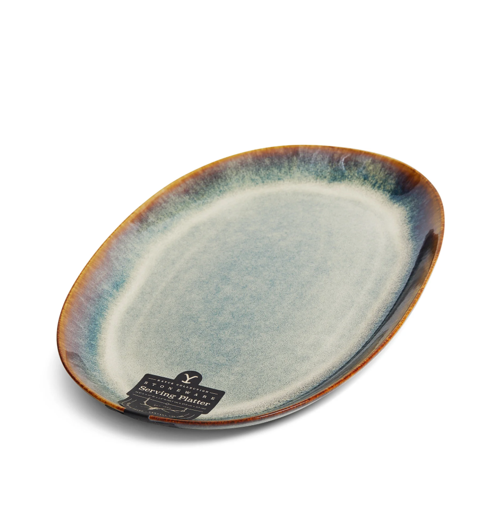 12-Pcs Yellowstone Ceramic Oval Platter, Kayce Collection