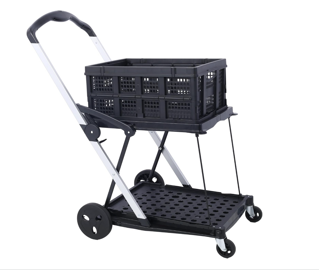 Folding Heavy-Duty Utility Shopping Cart with 360° Swivel Wheels