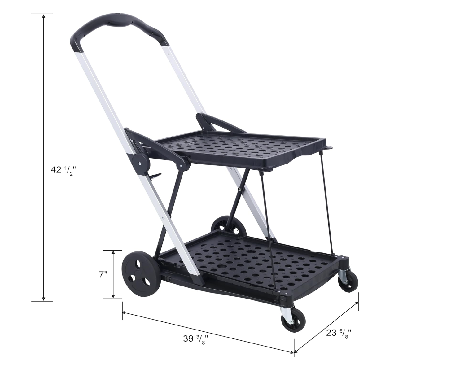 Folding Heavy-Duty Utility Shopping Cart with 360° Swivel Wheels