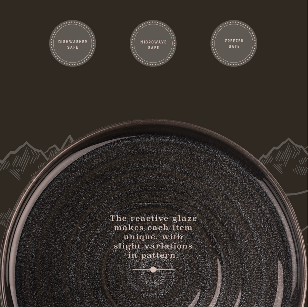 Yellowstone 12-Piece Ceramic Dinnerware Set, Rip Collection