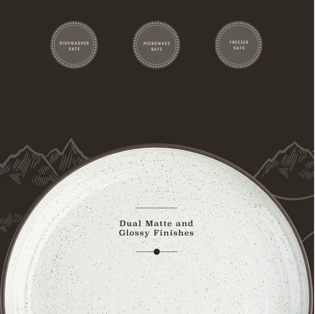 Yellowstone 12-Piece Ceramic Dinnerware Set, Beth Collection