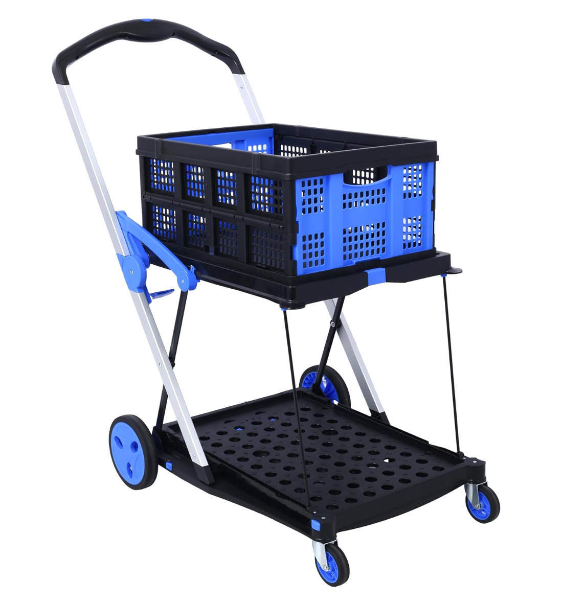 Folding Heavy-Duty Utility Shopping Cart with 360° Swivel Wheels