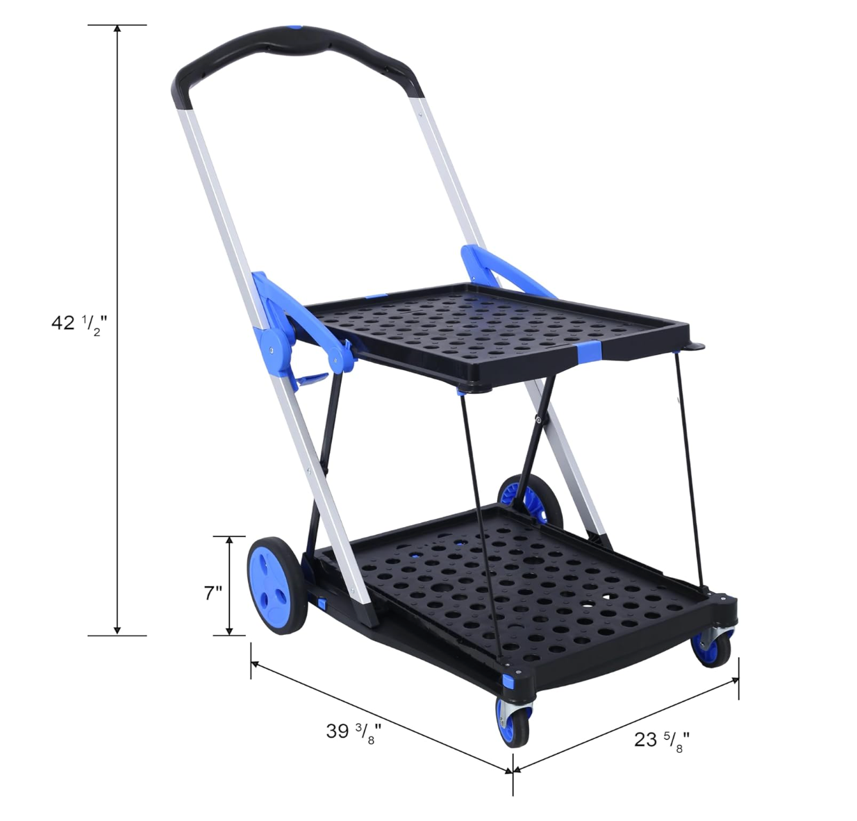 Folding Heavy-Duty Utility Shopping Cart with 360° Swivel Wheels