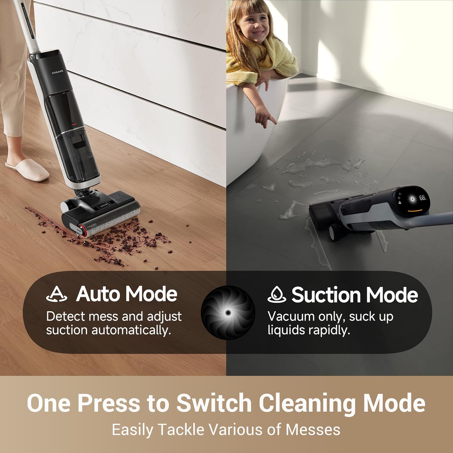 H14 Wet Dry Vacuum Cleaner, 180° Lie-Flat Cordless Vacuum Mop